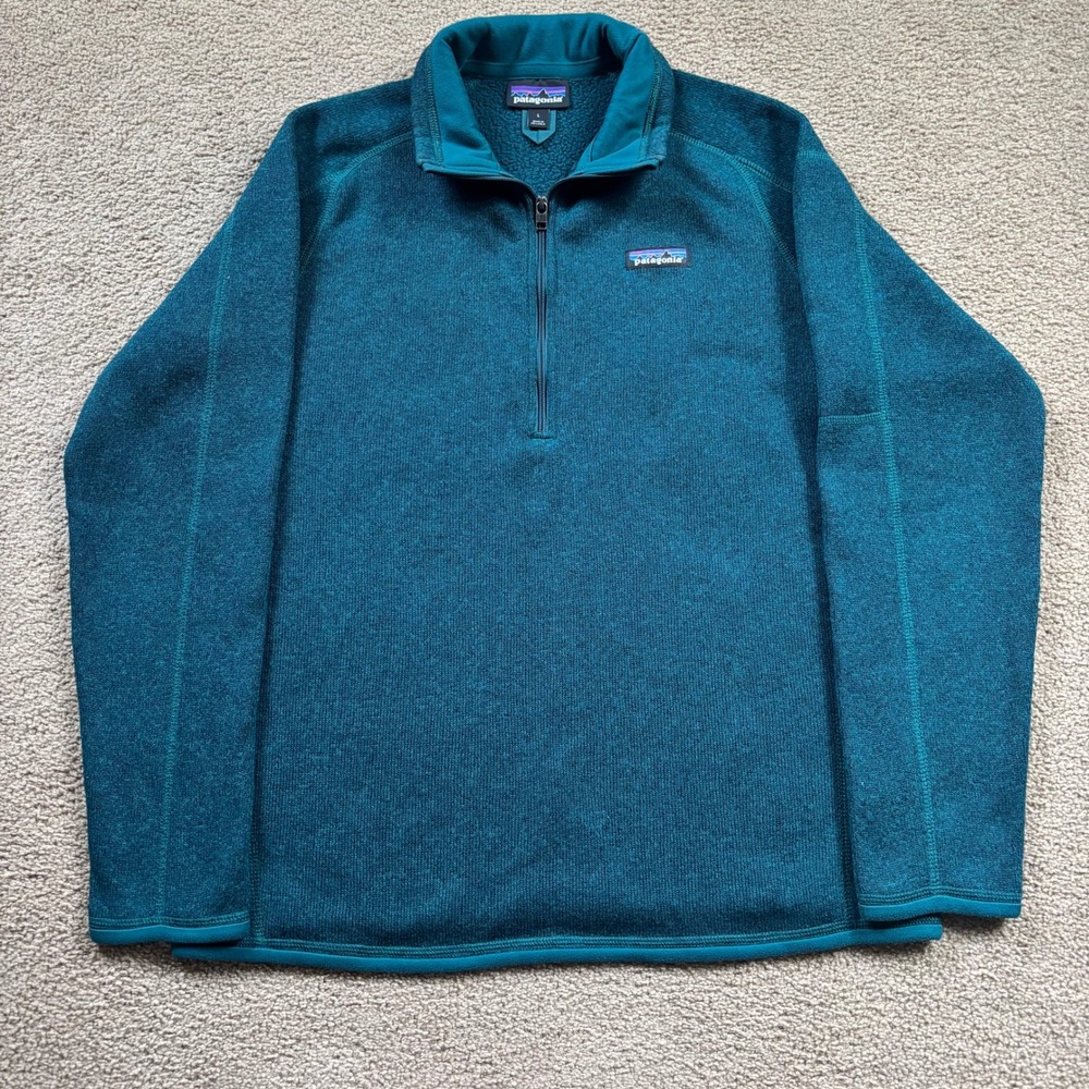 Patagonia Better Sweater Quarter Zip Pullover Women's Large Green Fleece Lined